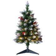 DR.Planzen 2FT Pre-Lit Mini Christmas Tree, Artificial Snow Flocked Christmas Tree, Small Christmas Tree - 50 LED Warm White & Multicolor Lights, 8 Modes - for Home Office Decor