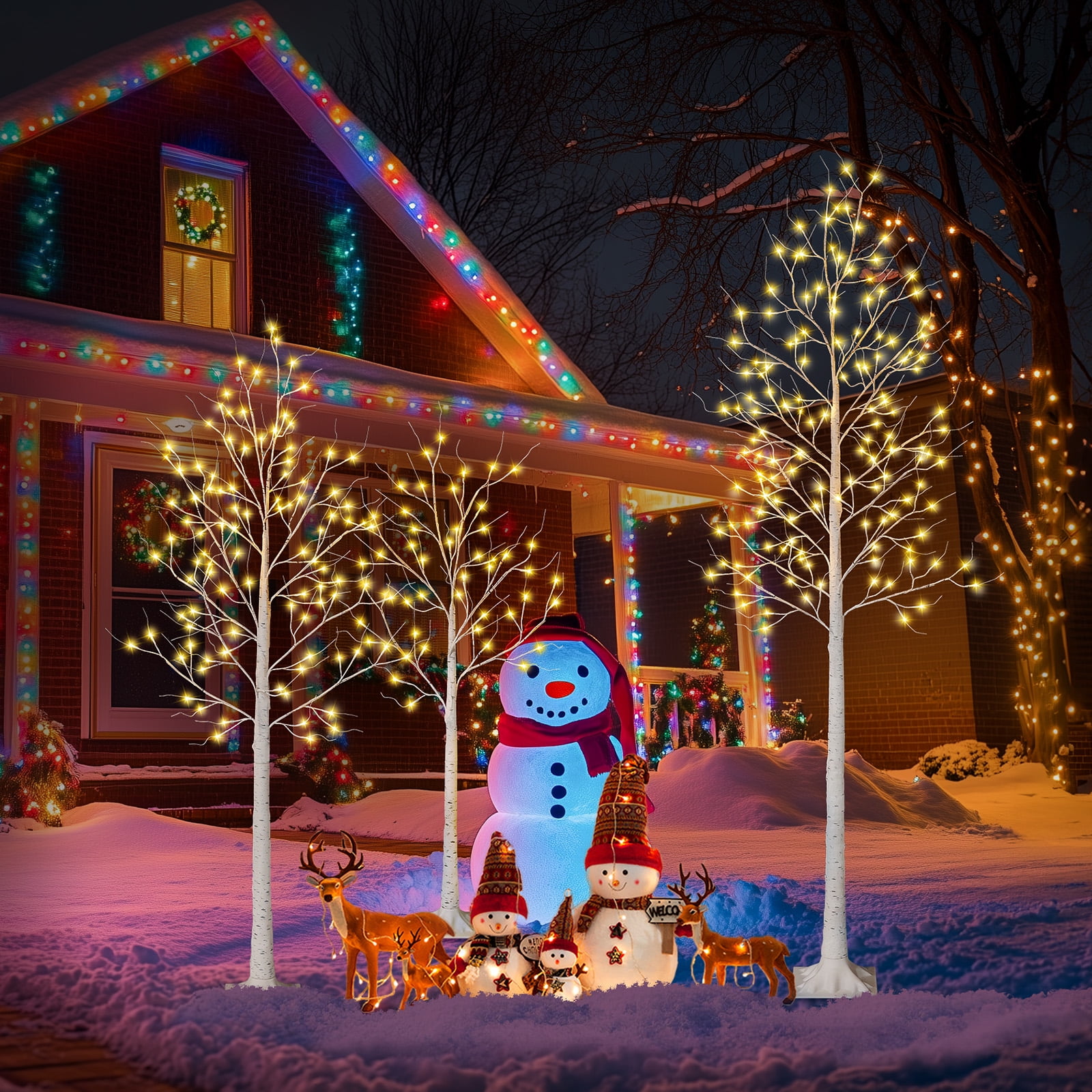 DR.Planzen 3 Pack Warm White LED Birch Light Spirit Trees, Christmas Tree Holiday Decor,4ft/6ft/8ft assorte