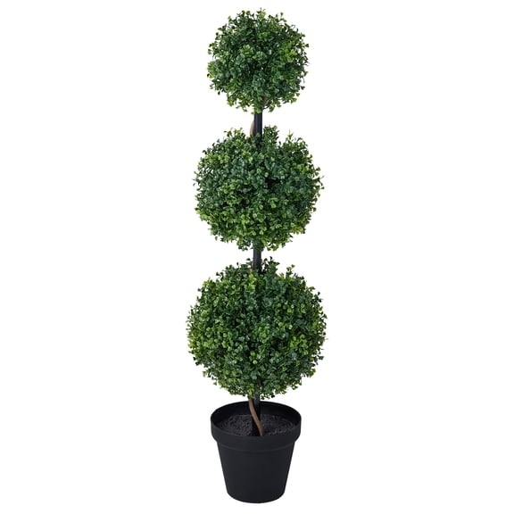 DR.Planzen 3ft Artificial Triple Ball Boxwood Topiary Tree, Realistic Faux Topiary Tree Indoor Outdoor, Low Maintenance Artificial Greenery for Patio Front Door Home Office