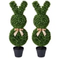 thumbnail image 1 of DR.Planzen 3ft Easter Rabbit Shaped Topiary Trees, High Artificial Boxwood with Swaying Ears & Brown Bow Tie, UV-Resistant for Indoor & Outdoor Decor, Set of 2, 1 of 12