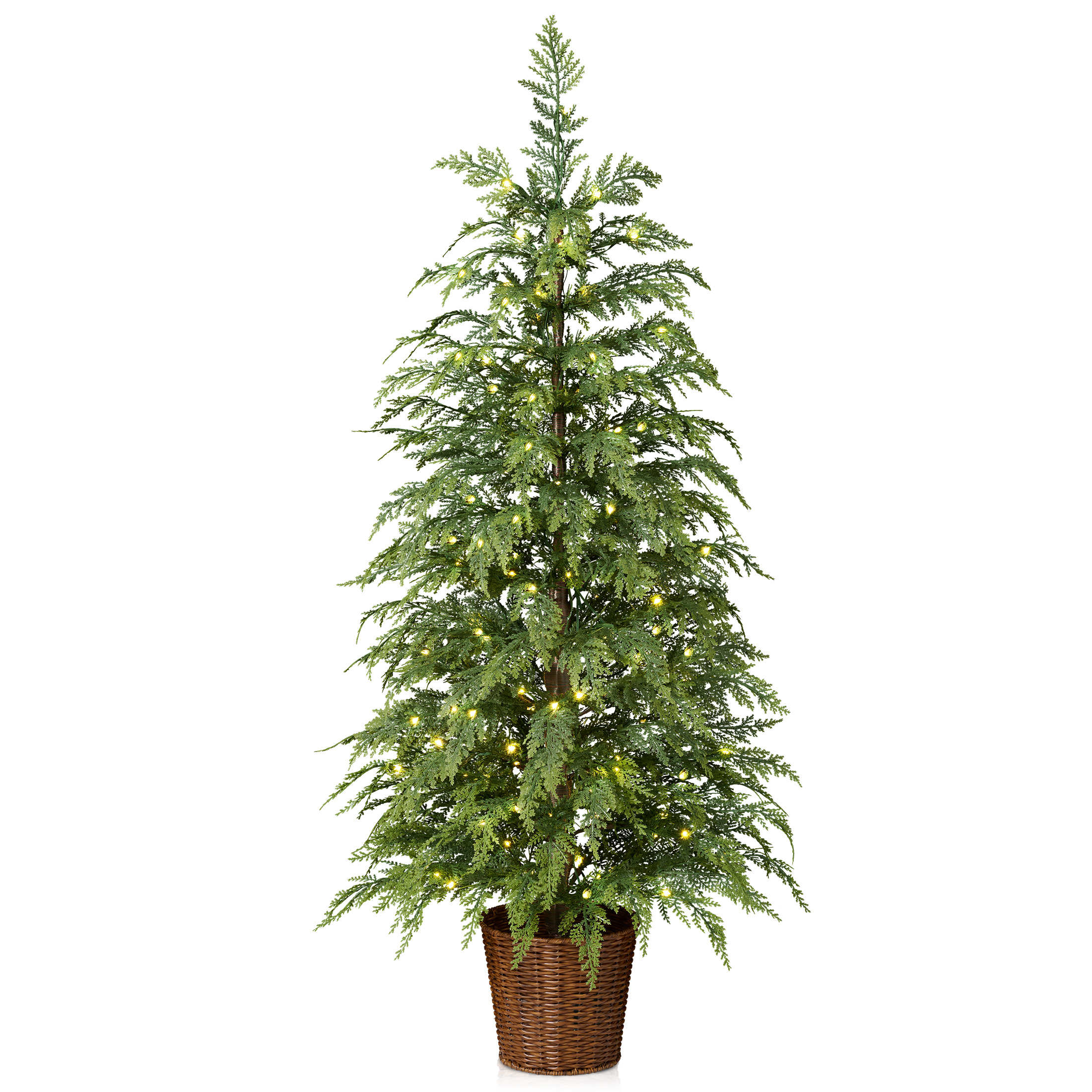 DR Planzen 4 Pre Lit Green Cypress Artificial Christmas Potted Tree 100 Warm White Twinkle LED Lights Indoor Tabletop Holiday Decoration Woven Basket: Should You Buy It?