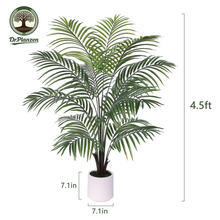 DR.Planzen 4.5ft Artificial Palm Tree with White Planter, Tall