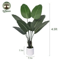 DR.Planzen 4.5ft Artificial Bird Of Paradise Plants with White Planter, Tall Faux Paradise Tree, Artificial Plants for Home Office Decor