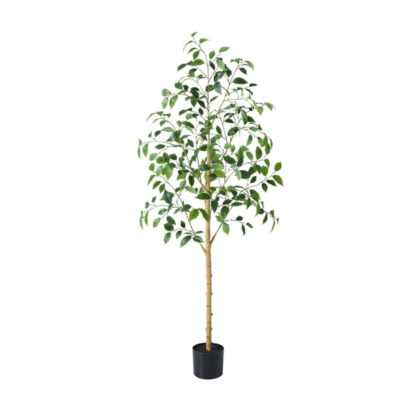 DR.Planzen 5ft Artificial Ficus Tree in Black Pot, Realistic Plant with Lush Green Leaves, Large Indoor Floor Plant for Home & Office Decor