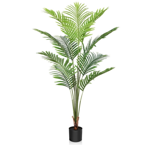DR.Planzen 5ft Artificial Palm Tree Indoor Plant Tall Fake Tropical Paradise Palm Tree in Pot, Faux Areca Palm Tree for Home Office Living Room Bedroom Farmhouse Modern Decor
