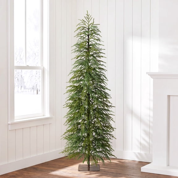 DR.Planzen 6 Foot Narrow Pencil Cypress Xmas Tree, Collapsible Metal Stand, Easy Assembly for Large Room Holiday Decor