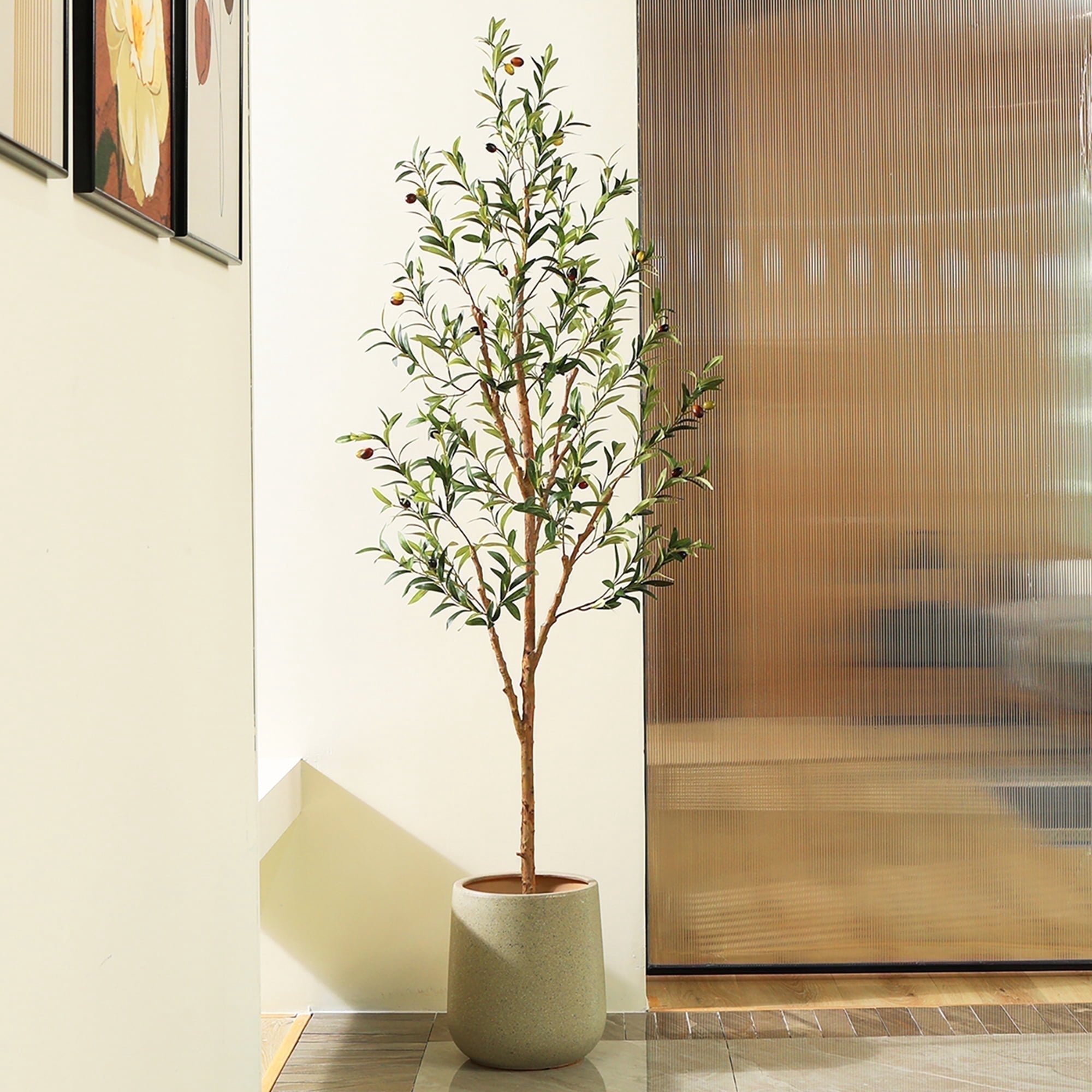 DR.Planzen 6 feet Artificial Olive Tree Indoor, Tall Faux Olive Tree in Black Plastic Pot, Artificial Plants with Natural Wood Trunk and Lifelike Fruits for Home Office Decor - Walmart.com
