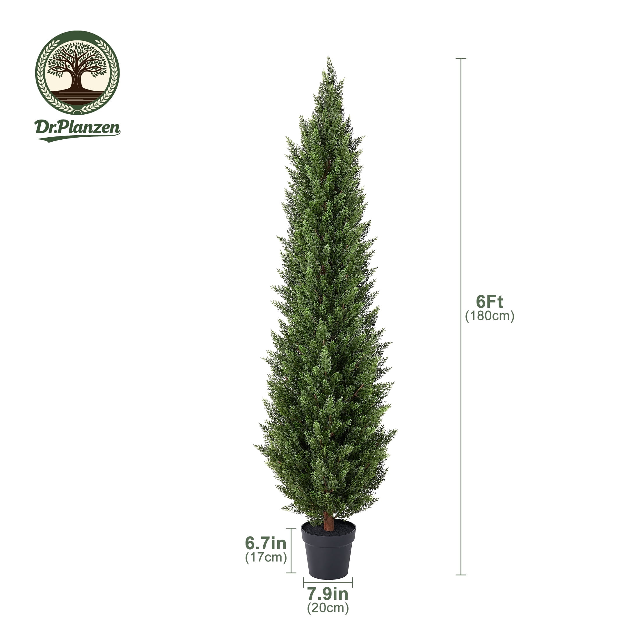 DR.Planzen 6ft Artificial Cedar Tree with Real Wood Trunk, Faux Silk ...