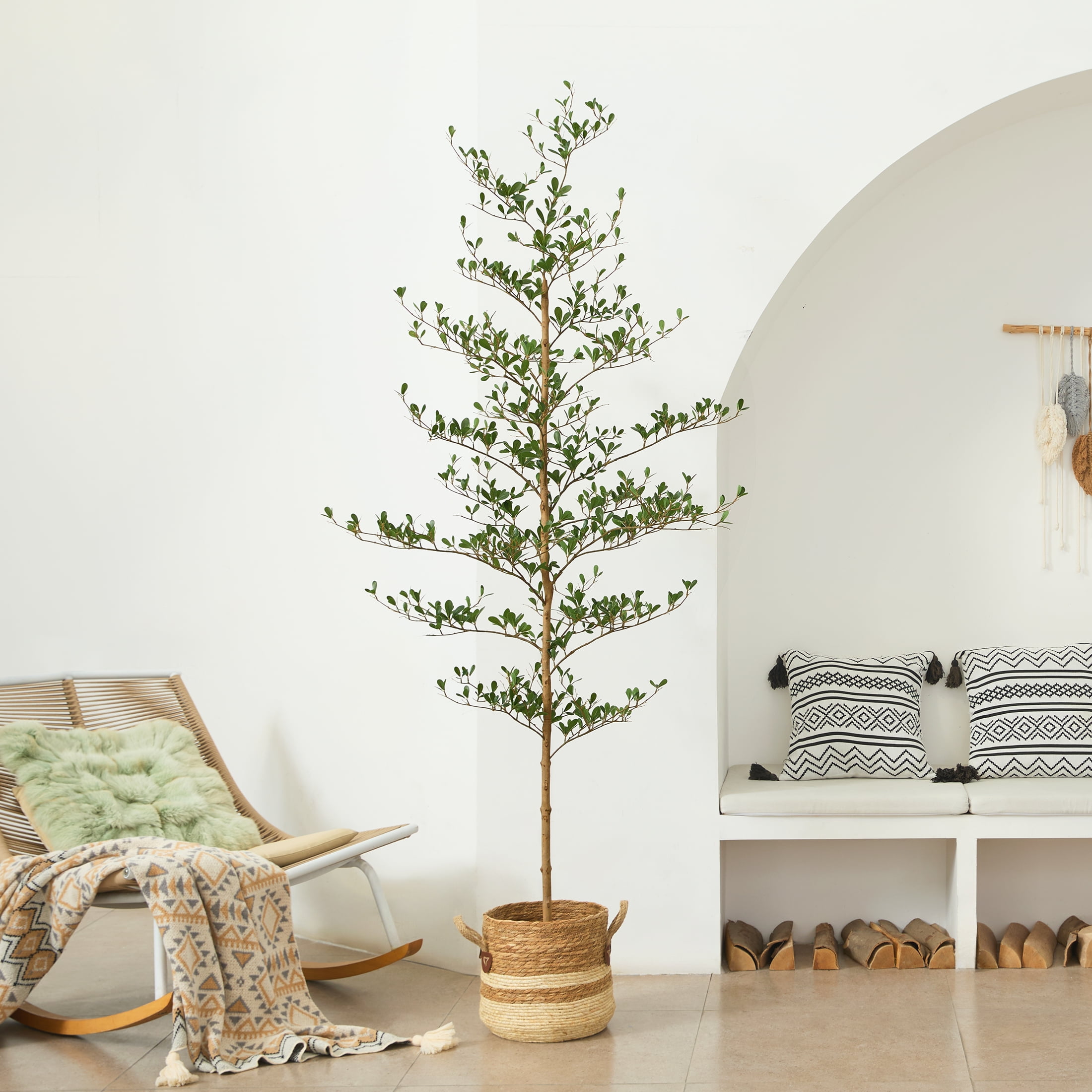 DR.Planzen 7ft Faux Black Olive Tree - Realistic Potted Artificial Tree with Natural Trunk & Silk Leaves - Tall Faux Plant for Home, Office, Indoor & Outdoor Decor - Low Maintenance & UV Resistant - Walmart.com