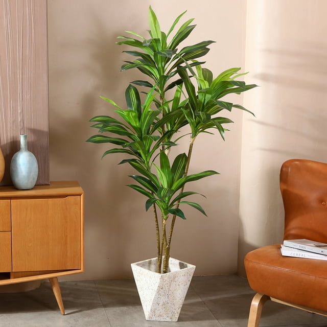 DR.Planzen 5FT Tall Artificial Dracaena Tree, Indoor/Outdoor Faux