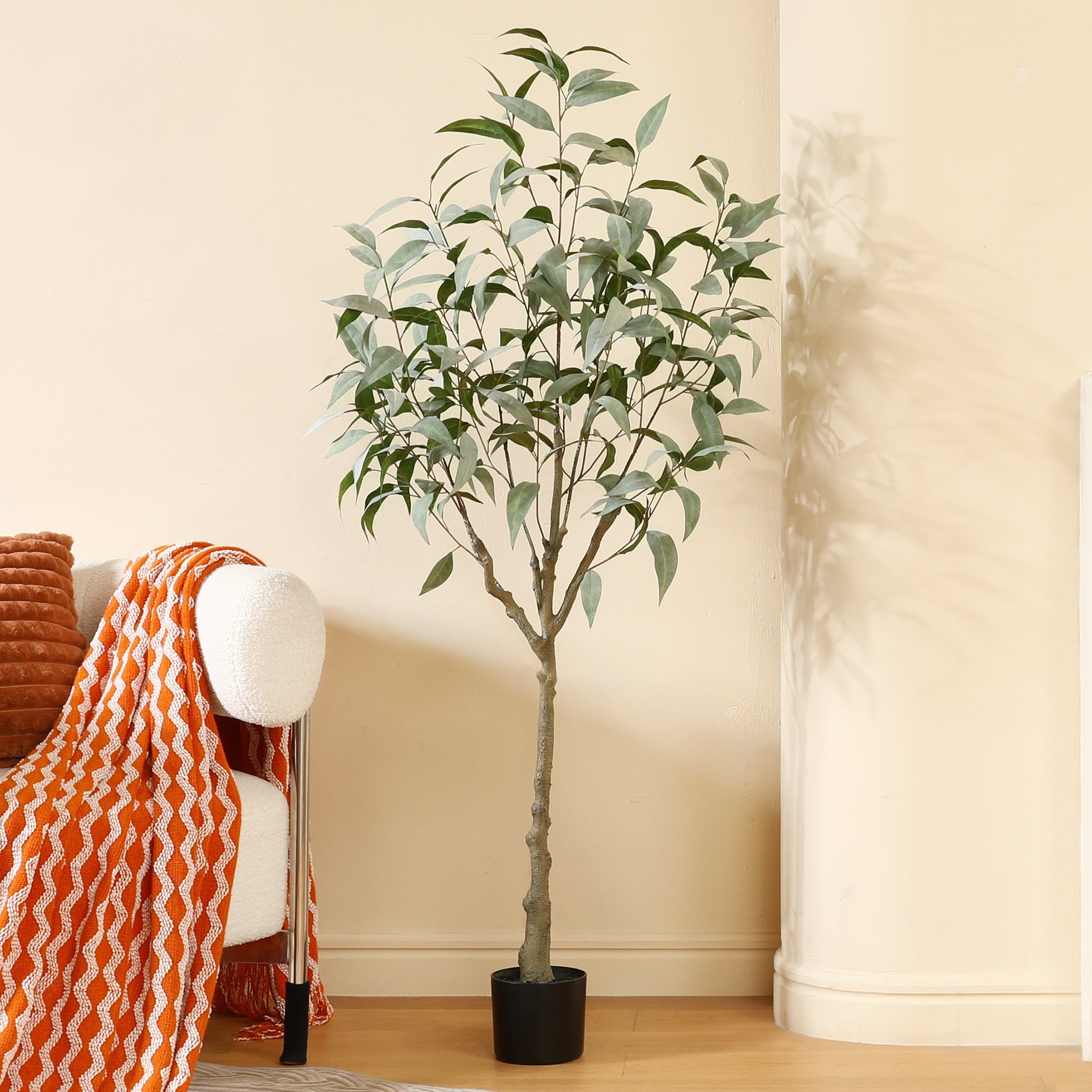 DR.Planzen Artificial Eucalyptus Plants 5FT Tall Fake Eucalyptus Plants Large Faux Trees for Home Decor Indoor Outdoor Office Gift Ornaments, Set of 1