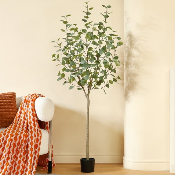 DR.Planzen Artificial Eucalyptus Plants 5Ft Fake Eucalyptus Plant in Pot Faux Tree for Home Decor Indoor Living Room Office Perfect Housewarming Gift 1Pack