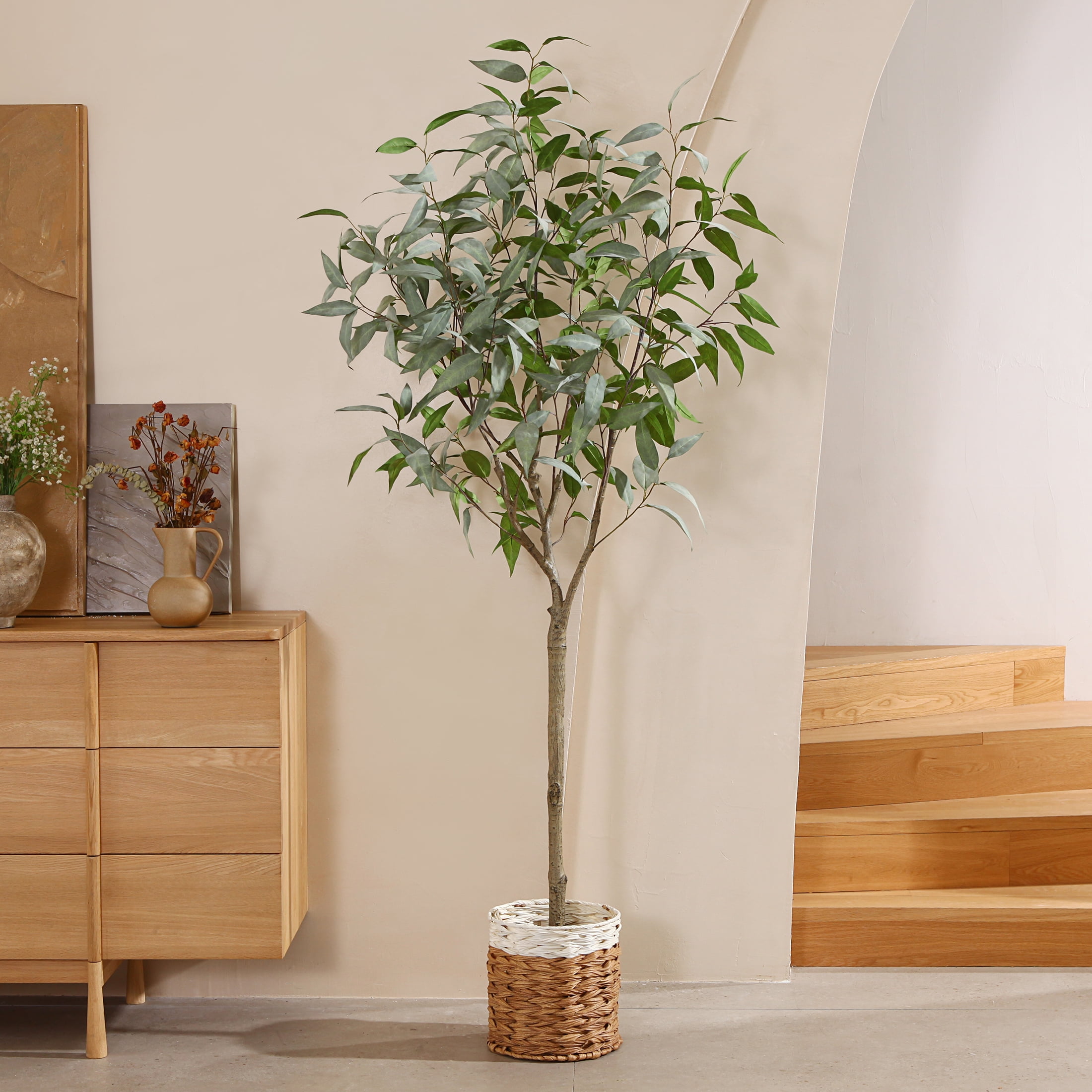 DR.Planzen 6FT Tall Artificial Eucalyptus Tree, Faux Floor Plant for