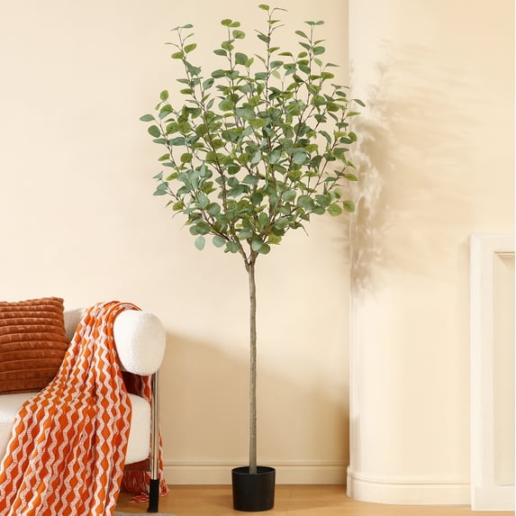 DR.Planzen Artificial Eucalyptus Plants 6Ft Fake Eucalyptus Plant in Pot Faux Tree for Home Decor Indoor Living Room Office Perfect Housewarming Gift 1Pack