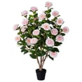 thumbnail image 1 of DR.Planzen Artificial Camellia Tree 3FT in Pot – 27 Blooming Pink Flowers & 252 Leaves UV Resistant Faux Camellia Plant for Indoor Outdoor Decor, Front Door Porch Patio Living Room Office, 1 of 7