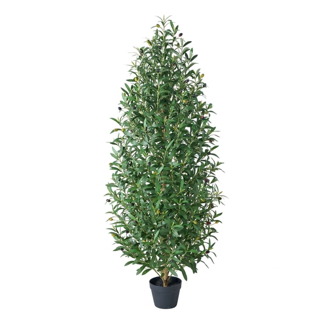 DR.Planzen 5 FT Artificial Olive Topiary Tree in Black Pot, Faux Olive ...