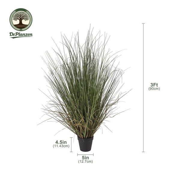 Dr.Planzen 3Ft Artificial Onion Grass Plant in Pot, 35.4in Tall Faux Foliage with Realistic Thin Leaves, Easy Care Floor Plant for Home, Office, Living Room Decor