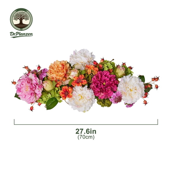 Dr.Planzen 27.6in Artificial Peony & Mixed Flower Arrangement, Lifelike Silk Floral Centerpiece for Table, Home Decor, Wedding, Party, Fall/Summer Decor
