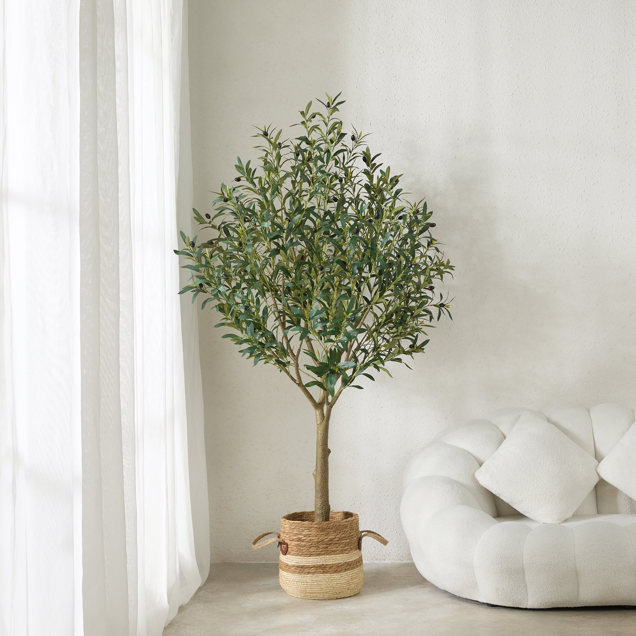 DR.Planzen UV Resistant Artificial Olive Tree 6ft - Faux Olive Plant ...