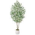 thumbnail image 1 of DR.Planzen 7ft Dense Artificial Olive Tree - Faux Olive Plant for Indoor & Outdoor Decor - Adjustable Branches - UV Resistant Realistic Olive Tree in White Planter, 1 of 11