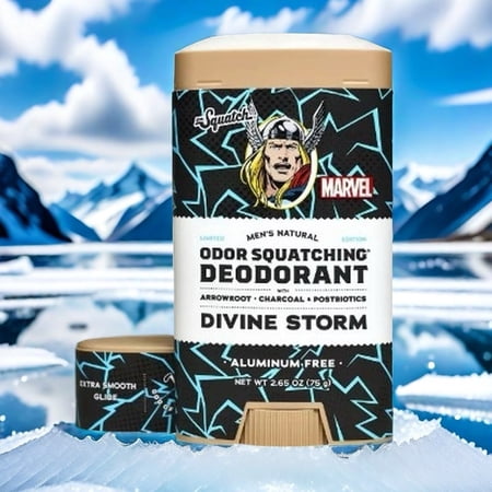 DR. SQUATCH Men's Natural Deodorant Divine Storm ( Thor ) Marvel Collection