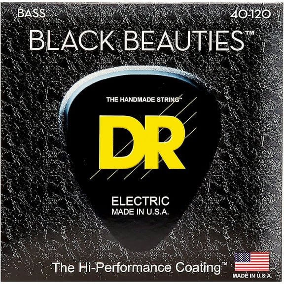 DR Strings Black Beauties Bass Strings with 5 Light 40-120, Black