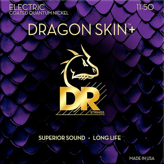 DR Strings Dragon Skin+ Coated Accurate Core Technology 6-String Nickel Electric Guitar Strings 11 - 50