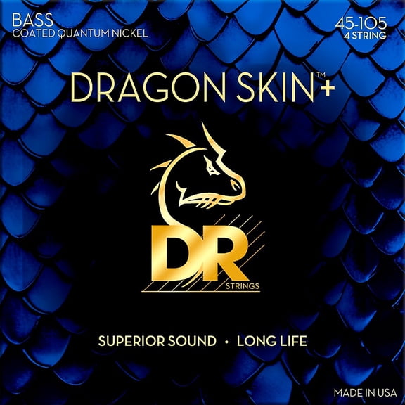 DR Strings Dragon Skin+ Coated Accurate Core Technology 4-String Quantum Nickel Bass Strings 45 - 105