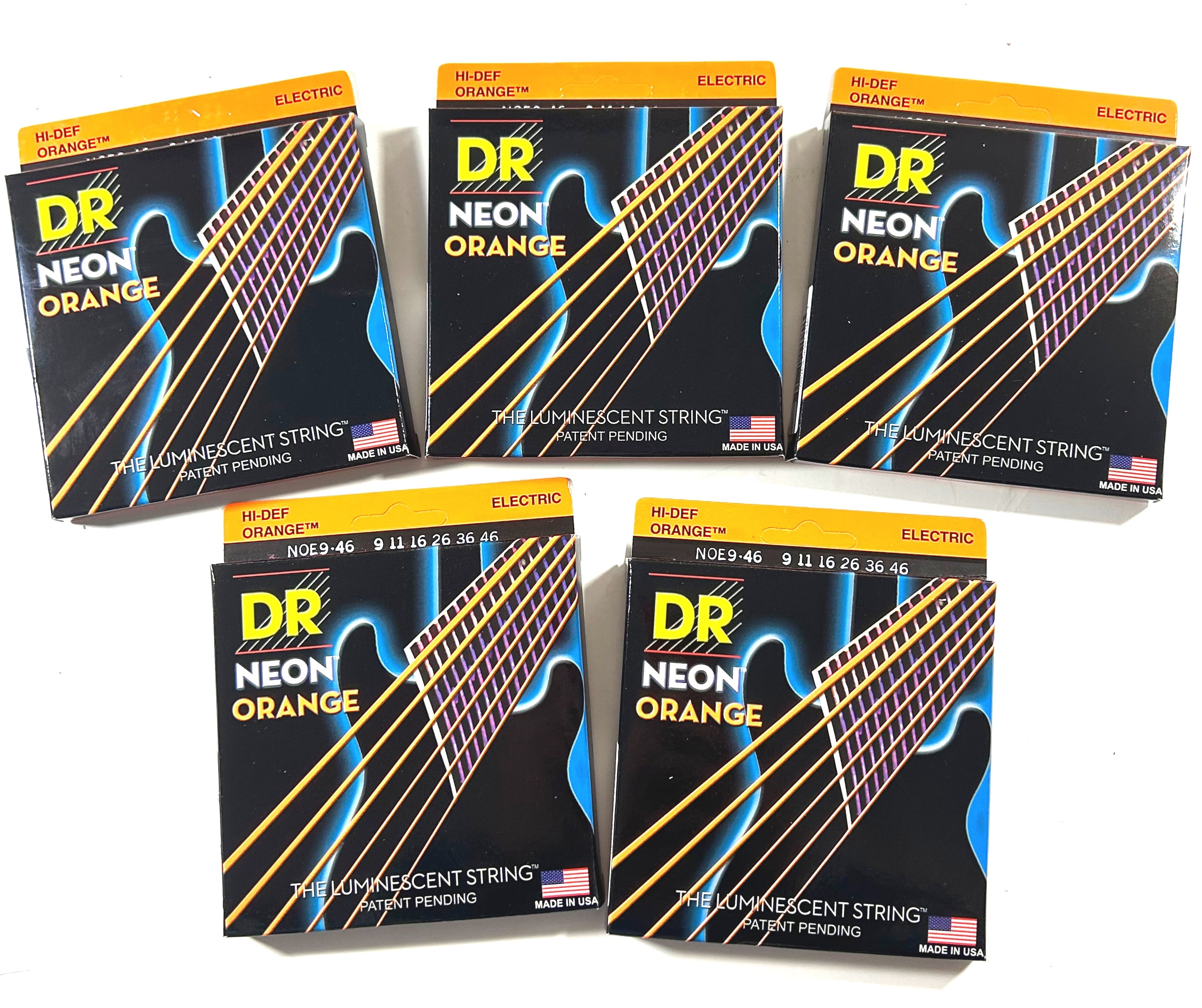 DR Strings Electric Guitar Strings 5 Sets Neon Orange 09-46 Light-Medium