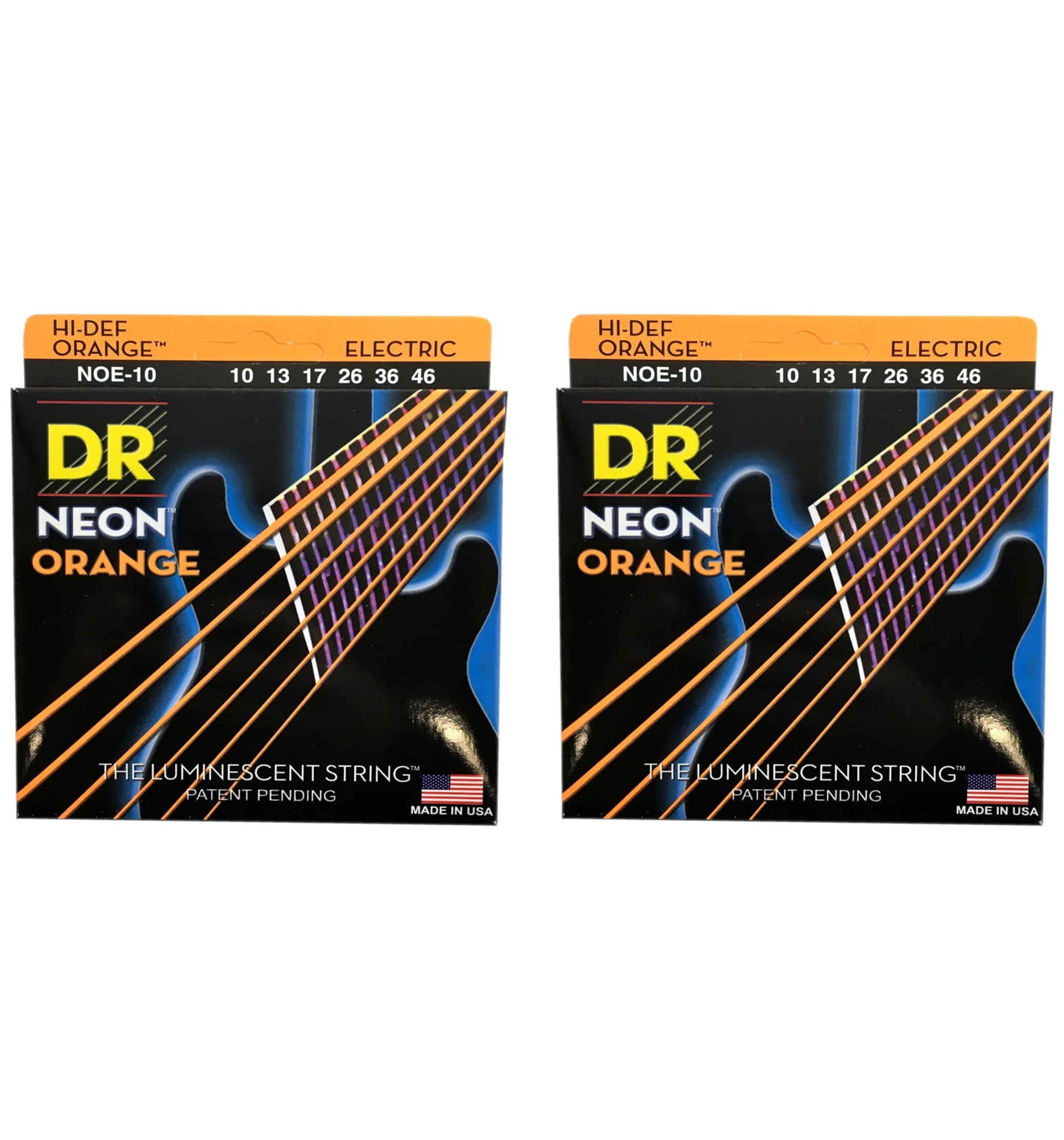 DR Strings Guitar Strings 2 Pack Electric Neon Orange 10-46 Medium