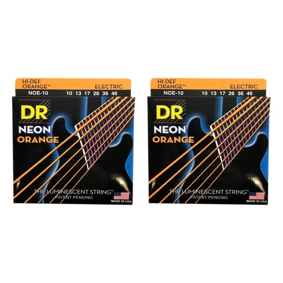 DR Strings Guitar Strings 2 Pack Electric Neon Orange 10-46 Medium