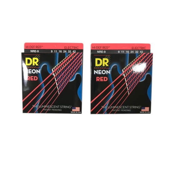 DR Strings Guitar Strings 2 Pack Electric Neon Red 09-42 Light