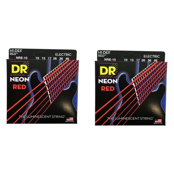 DR Strings Guitar Strings 2 Pack Electric Neon Red 10-46 Medium