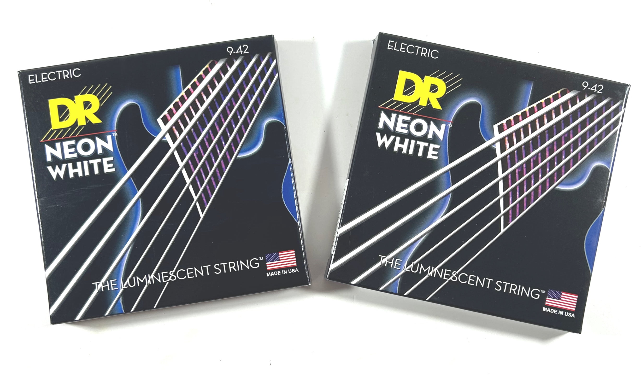 DR Strings Guitar Strings 2 Pack Electric Neon White 09-42 Light