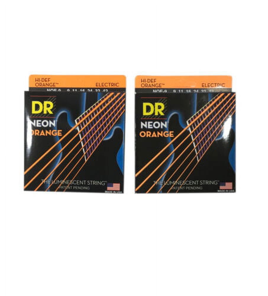 DR Strings Guitar Strings 2 Packs Electric Neon Orange 09-42 Light