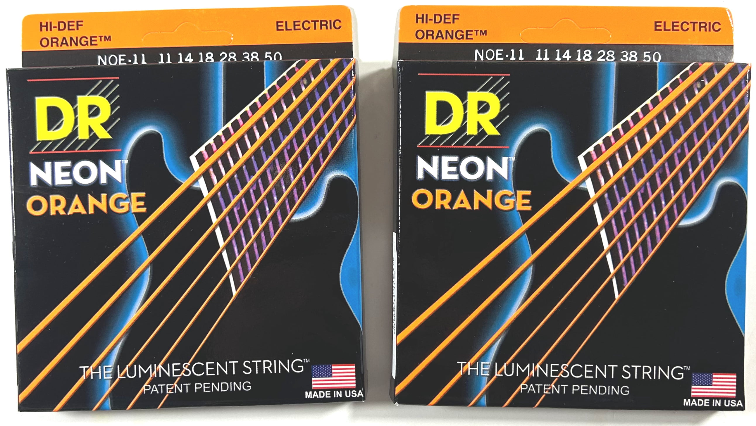 DR Strings Guitar Strings 2 Sets Electric Neon Orange 11-50 Heavy
