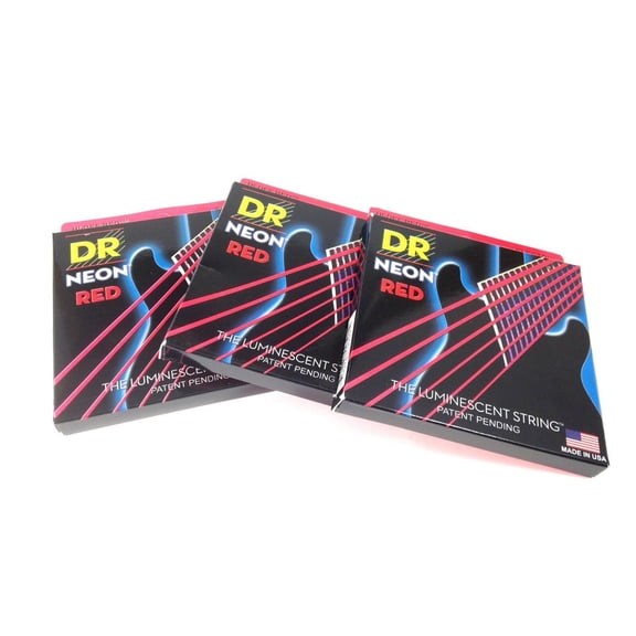 DR Strings Guitar Strings 3 Pack Electric Neon Red 09-42 Light