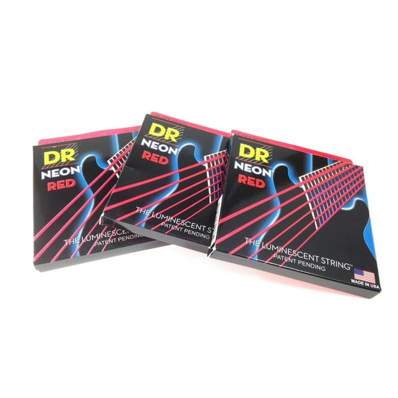DR Strings Guitar Strings 3 Pack Electric Neon Red 09-46 Light and Heavy