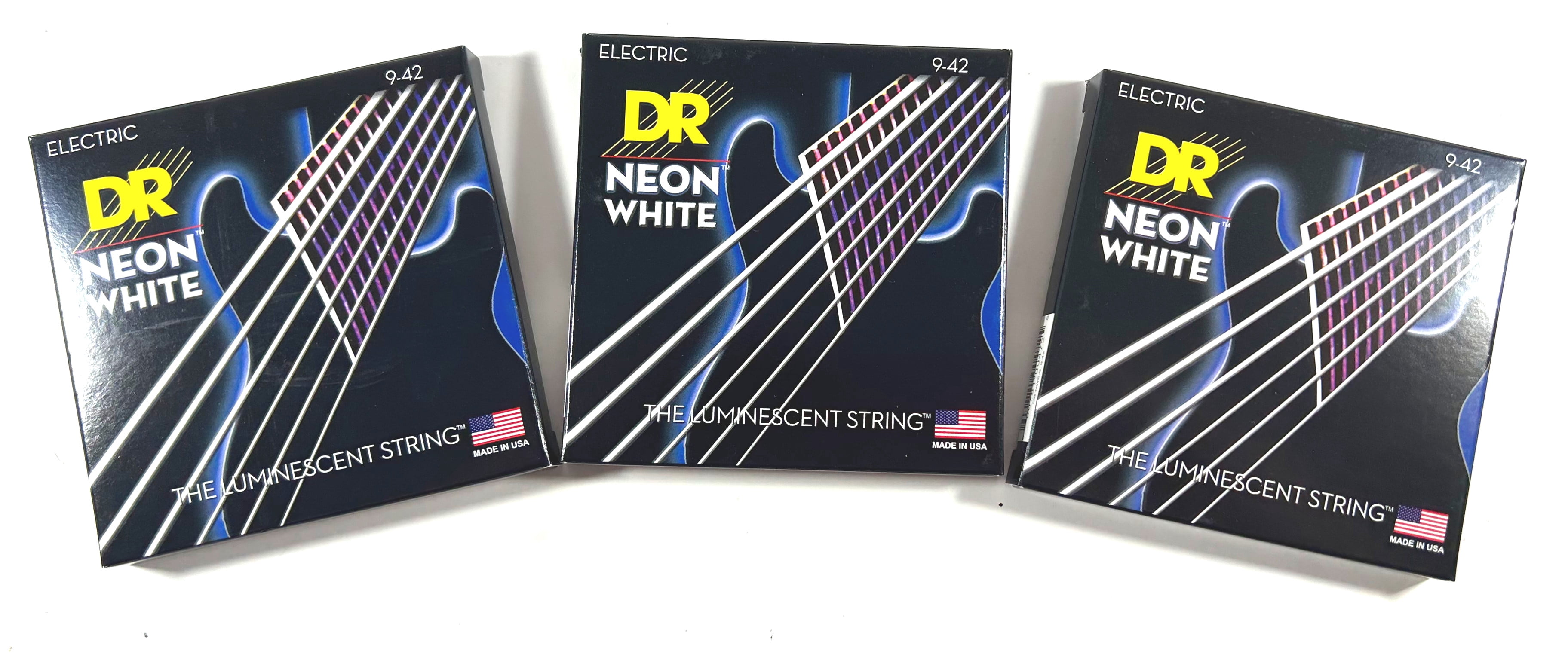 DR Strings Guitar Strings 3 Pack Electric Neon White 09-42 Light