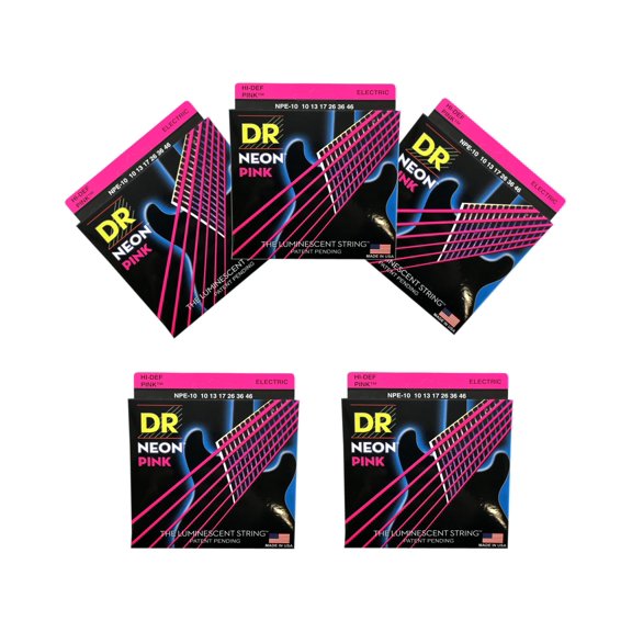 DR Strings Guitar Strings 5 Pack Electric Neon Pink 10-46 Medium