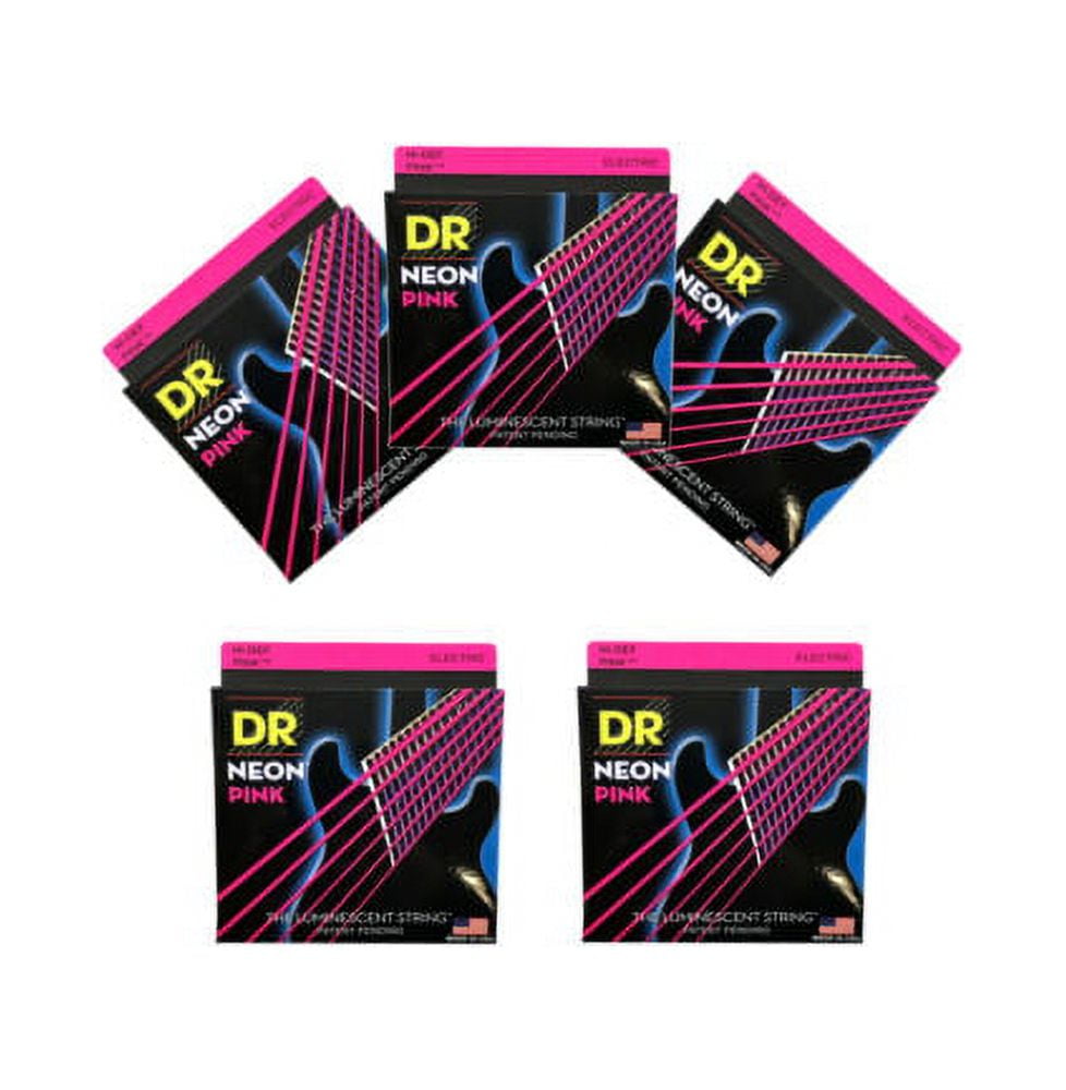 DR Strings Guitar Strings 5-Sets!  Electric Neon Pink 09-46 Light and Heavy