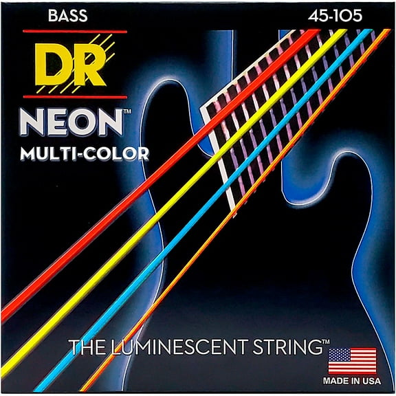HI-Def Neon - Multi-Color Colored Electric Bass Guitar Strings: Medium 45-105