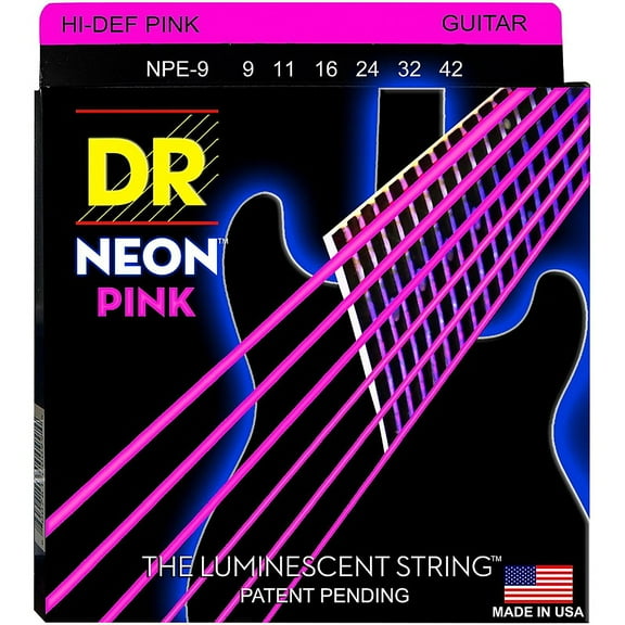 DR Strings HI-DEF NEON PINK Colored Electric Guitar Strings: Light 9-42 [NPE-9]