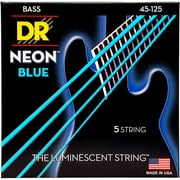 DR Strings Hi-Def NEON Blue Coated Medium 5-String 45-125 Bass Guitar Strings