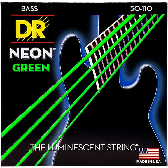 DR Strings Hi-Def Neon Green Colored Bass Strings: Heavy 50-110