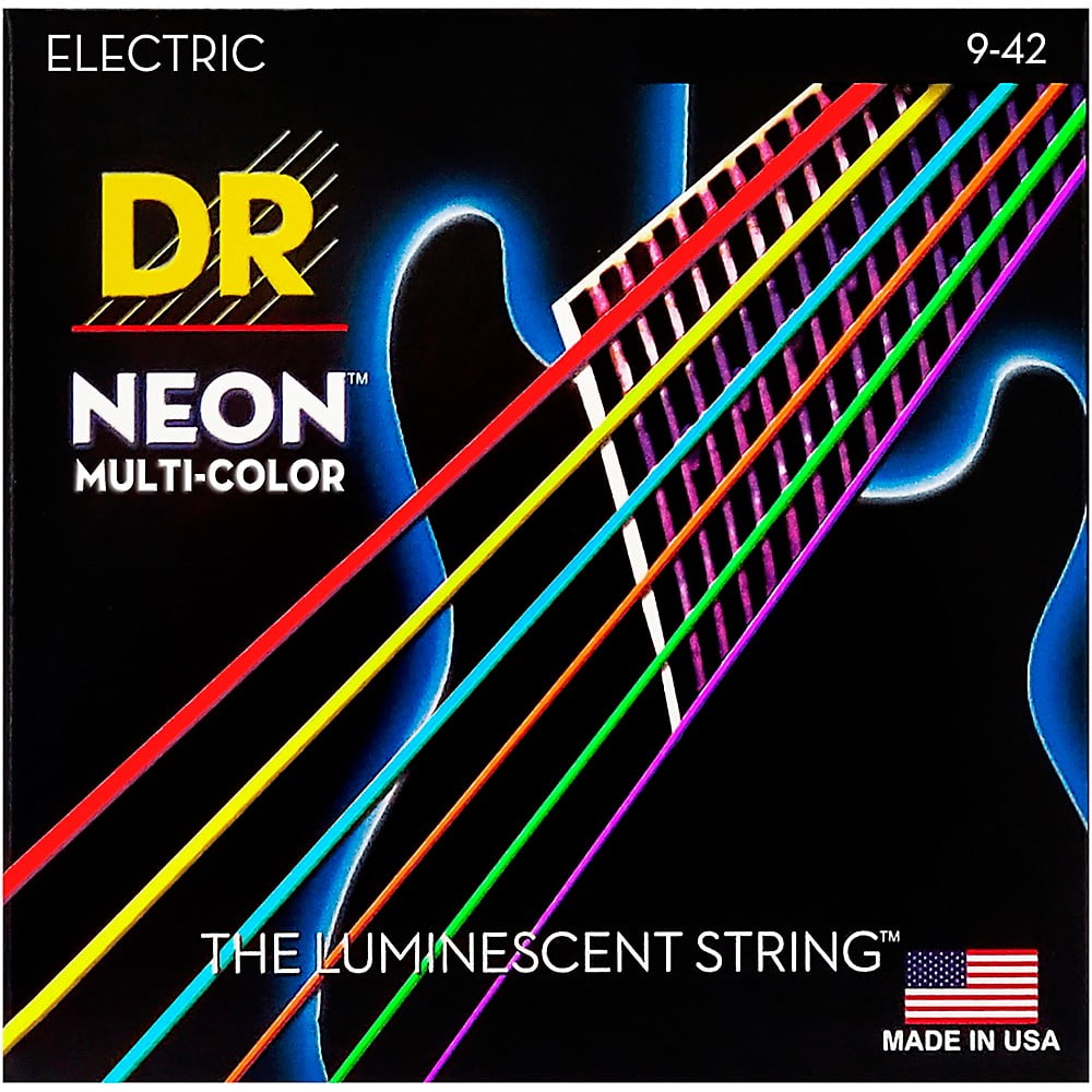 DR Strings HiDef NEON MultiColor Coated Lite Electric Guitar Strings