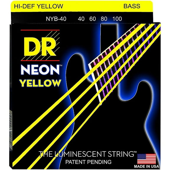 DR Strings NEON Hi-Def Yellow Bass SuperStrings Light 4-String