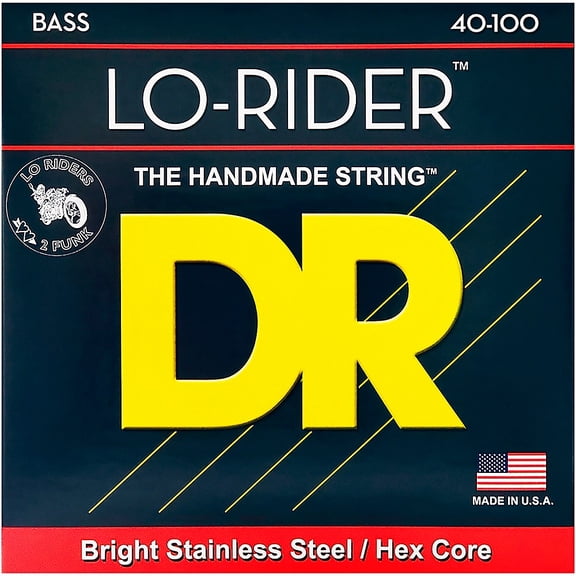 DR Strings Lo-Rider Stainless Steel Hex Core Bass Strings (40-100)