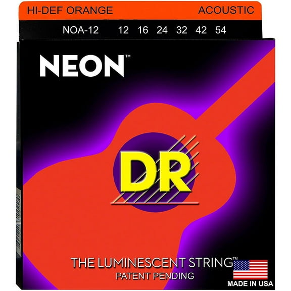DR Strings NOA-12 NEON Hi-Def Phosphorescent Orange Acoustic Strings Medium