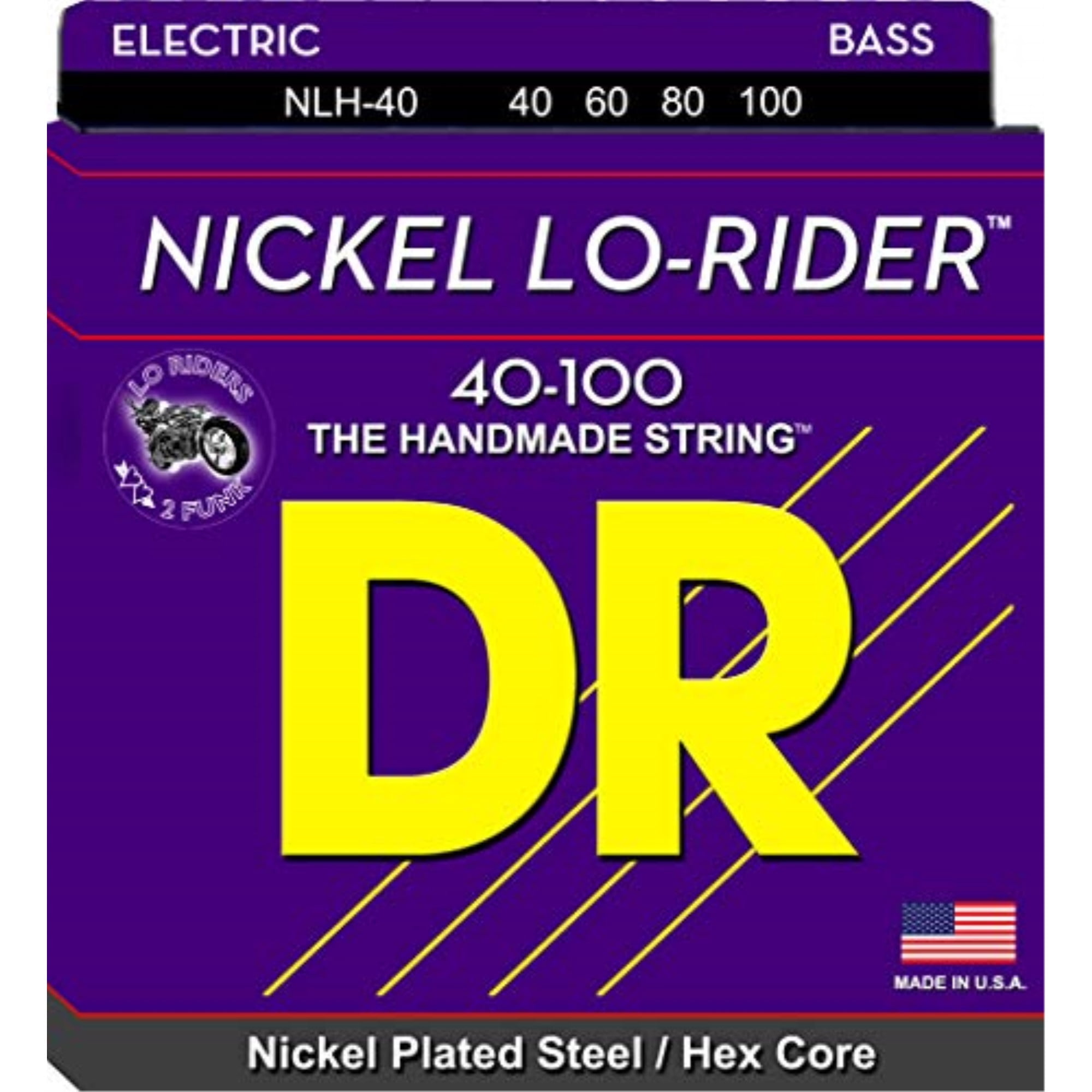 DR Strings Nickel Lo-Rider - Nickel Plated Hex Core Bass 40-100
